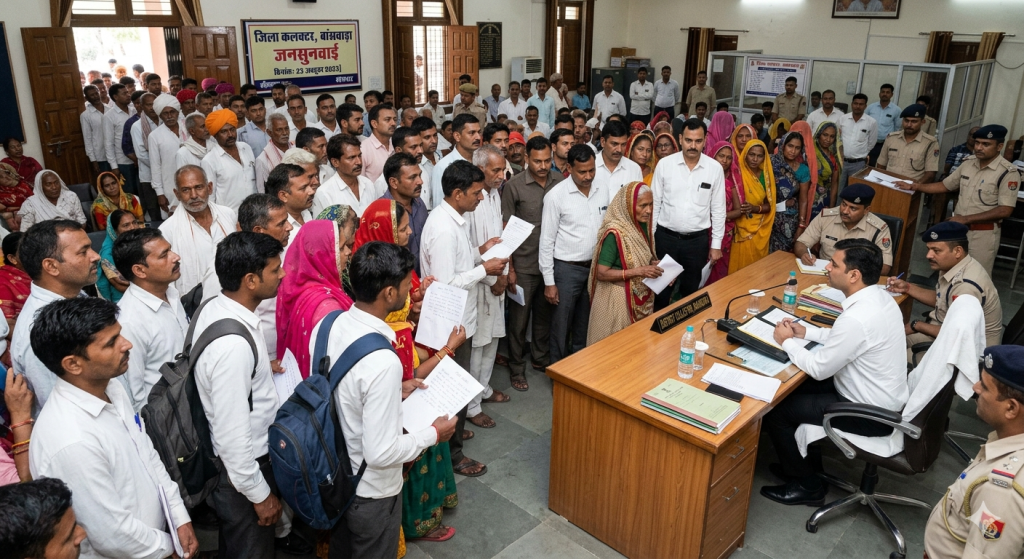 Banswara Collectorate Jansunwai में आज सोमवार को मूलभूत समस्याओं को लेकर ग्रामीणों की भारी भीड़ उमड़ी। पानी, टूटी सड़क और मौसमी बीमारियों पर कलेक्टर ने दिए कड़े निर्देश। पूरी रिपोर्ट पढ़ें।