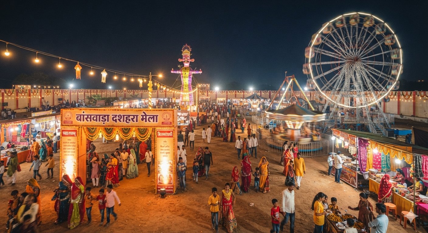 बांसवाड़ा खेल स्टेडियम में लगा भव्य दशहरा मेला 2026